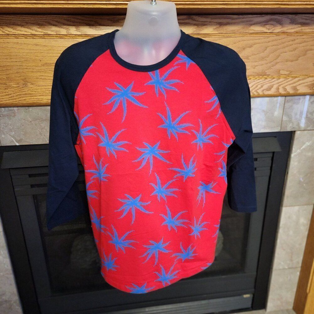 Marc By Marc Jacobs All Over Print 3/4 Sleeve Shirt Electric Red NWT